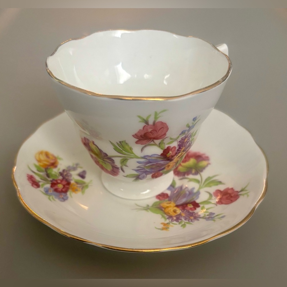 Vintage Radfords Bone China Tea Cup & Saucer Floral Pattern Made in England